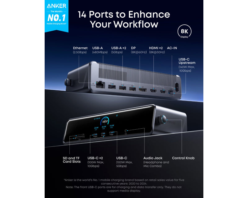 Prime Docking Stanica 140W, 14u1, Display Link, siva