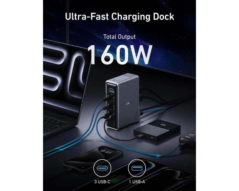 Prime Docking Stanica 160W, 14u1, Dual Display, siva