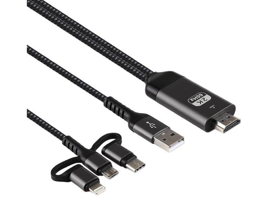 Kabl HDMI 2K na (Micro+Tip C+Iphone) povezuje TV+mob 2m