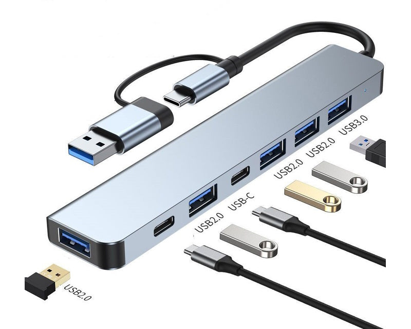 Adapter USB 3.0/USB 3.1 tip C (M) - USB 3.0 + 4 x USB 2.0 + 2 x tip C (7 u 2)