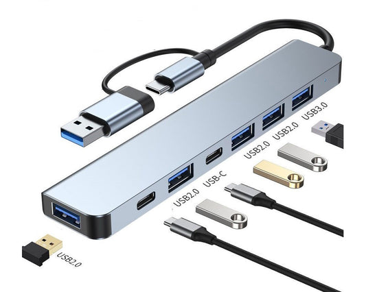 Adapter USB 3.0/USB 3.1 tip C (M) - USB 3.0 + 4 x USB 2.0 + 2 x tip C (7 u 2)