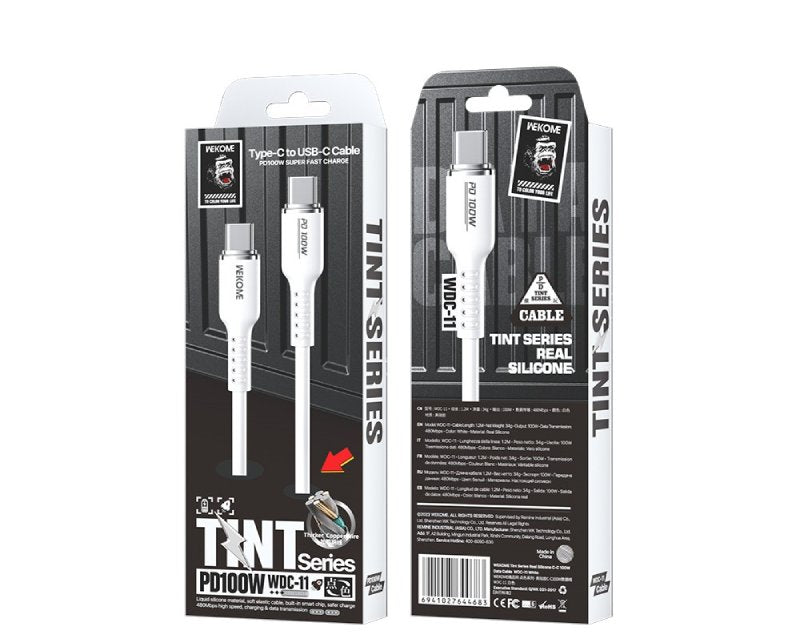 WDC-11 Kabl 3.1 USB tip C M/M 1.2m, za Super brzo punjenje 100W/480Mbps, Silicon Soft, beli
