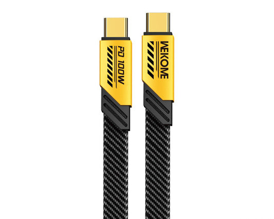 WDC-192 Kabl 3.1 USB tip C M/M 1m, za Superbrzo punjenje 100W/480Mbps, flat-crno-žuti