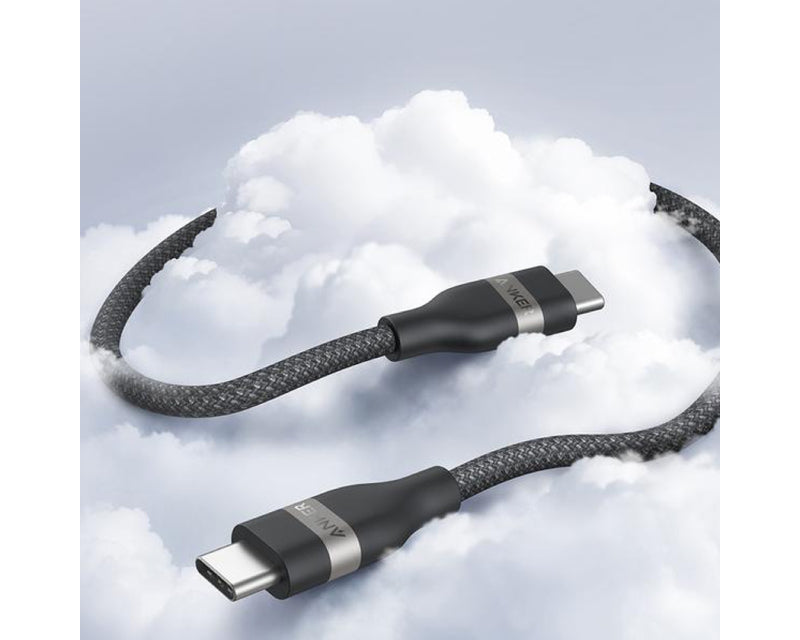 USB tip-C kabl M/M 0.9m, za Super brzo punjenje 240W/480Mbps, pleteni, crni