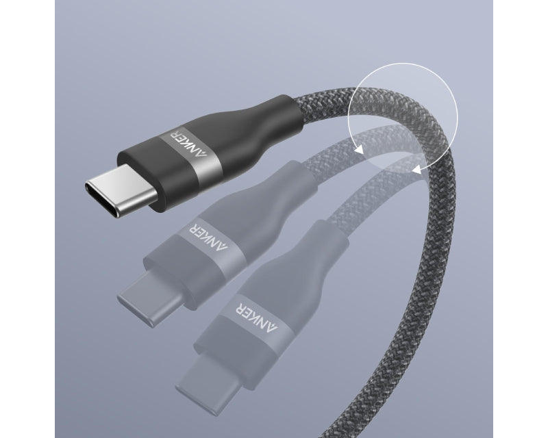 USB tip-C kabl M/M 0.9m, za Super brzo punjenje 240W/480Mbps, pleteni, crni