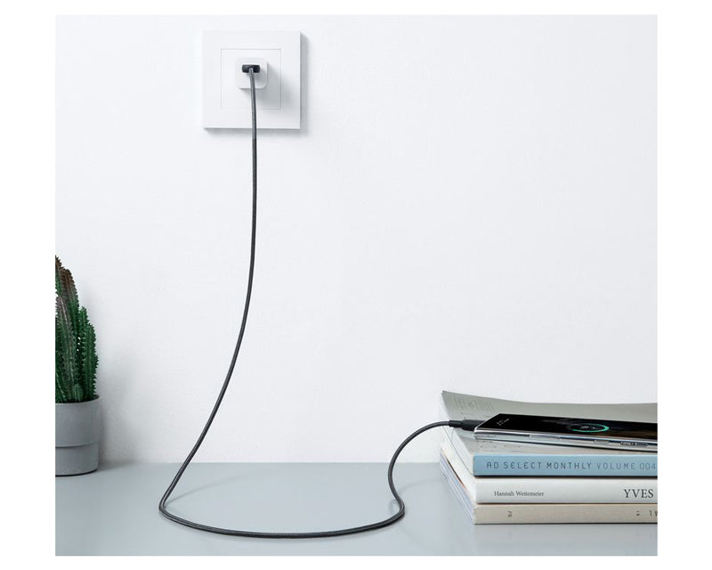322 USB tip-A na USB tip-C kabl M/M 0.9m, 18W, pleteni, crni