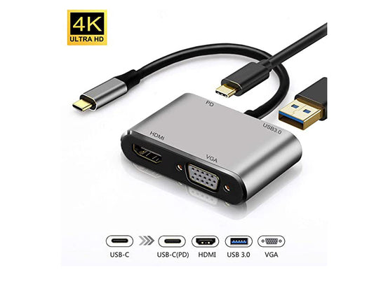 Adapter-konvertor TIP C na HDMI 4K+VGA+1xUSB 3.0+TIP C