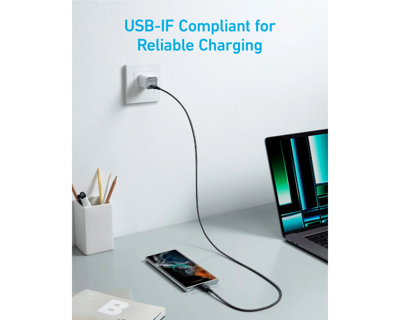 322 USB tip-C na USB tip-C kabl M/M 1.8m, 60W, pleteni, crni