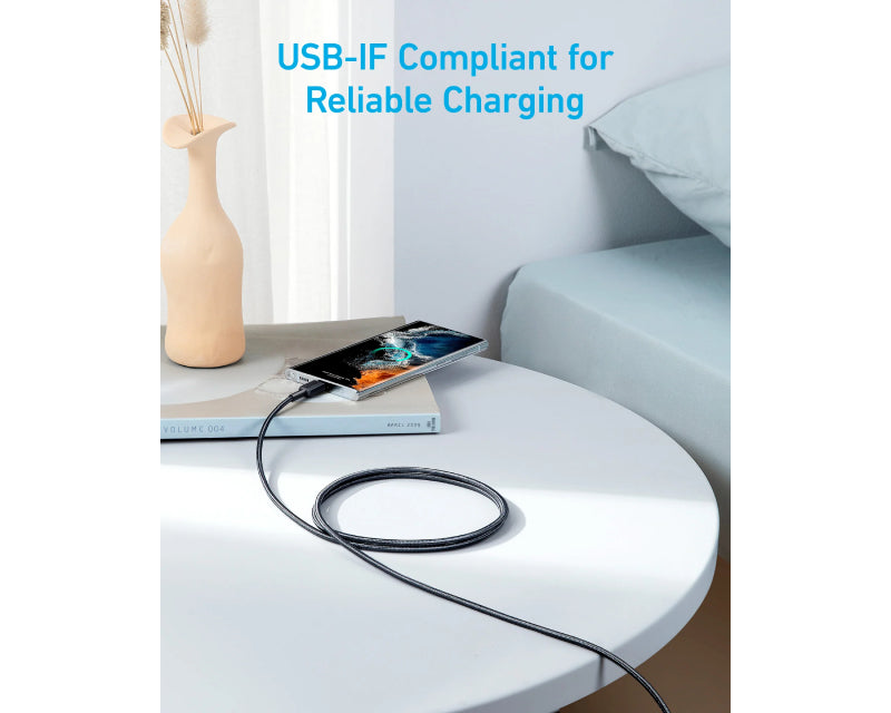 322 USB tip-C na USB tip-C kabl M/M 1.8m, 60W, pleteni, crni