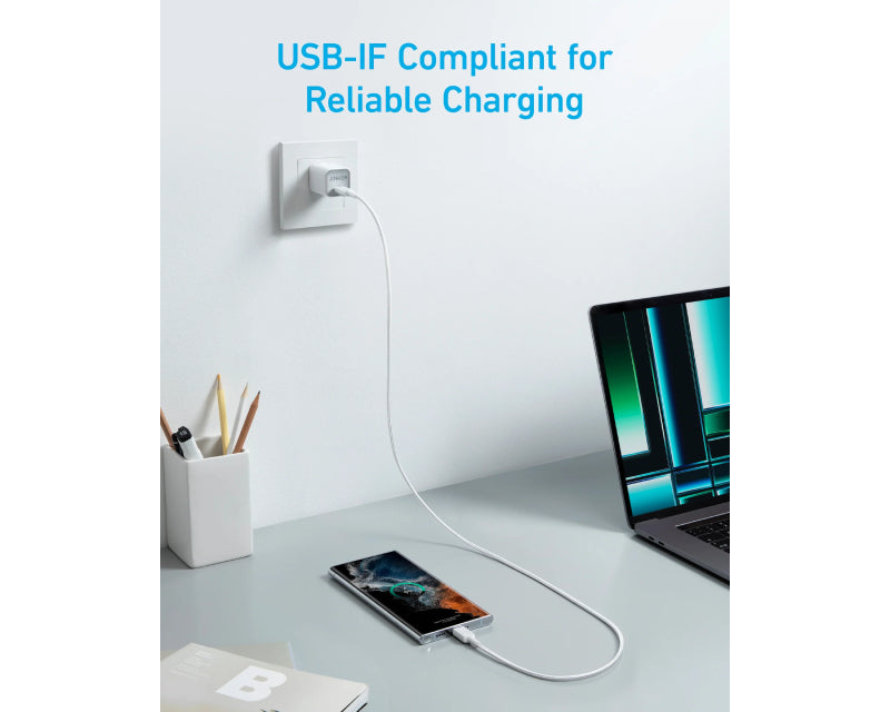 322 USB tip-C na USB tip-C kabl M/M 1.8m, 60W, pleteni, beli
