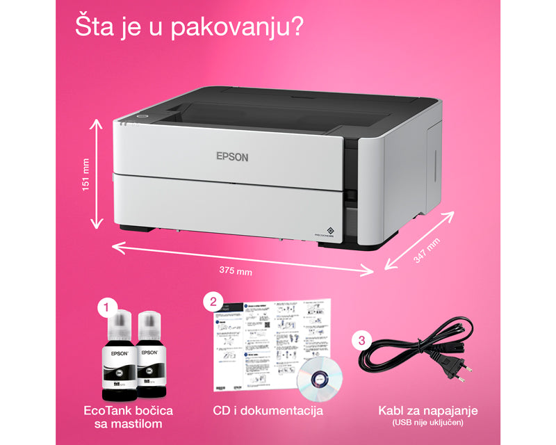 M1170 EcoTank ITS wireless inkjet crno-beli štampač