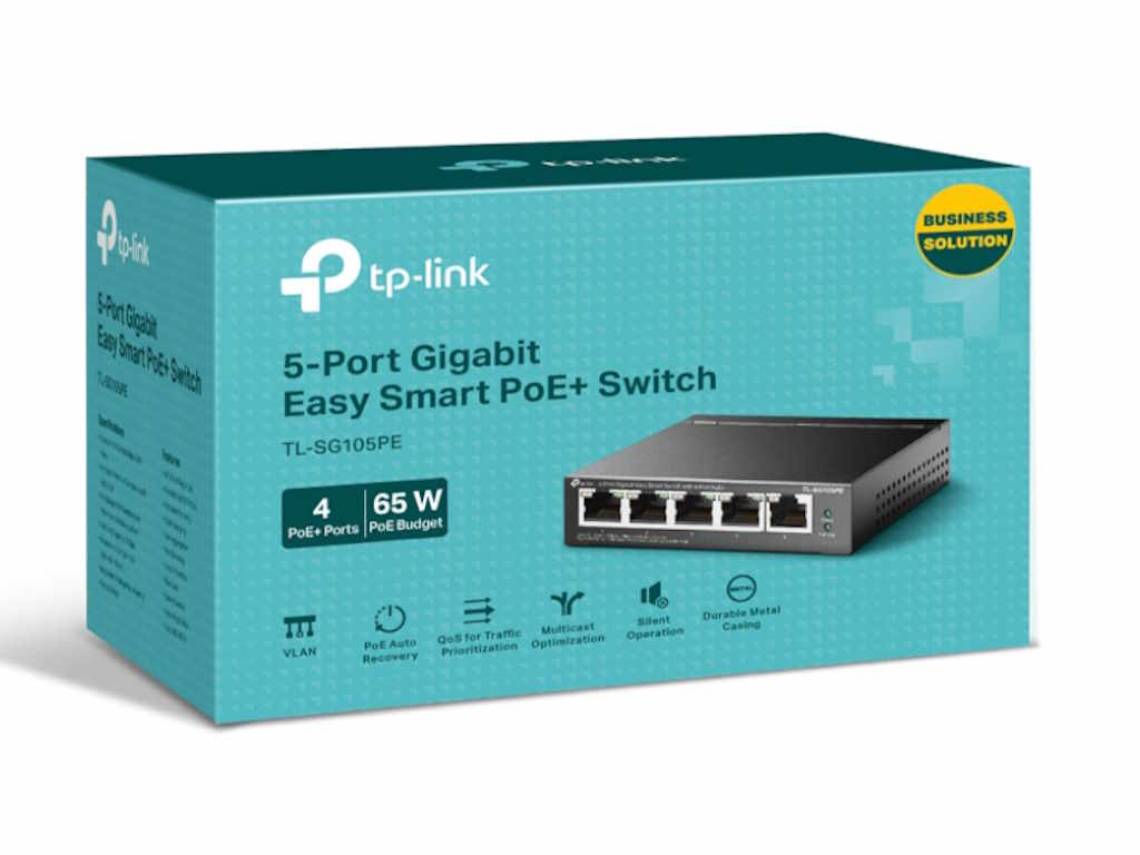 TP-LINK switch Gigabit 5x RJ45 10/100/1000Mbps, Easy Smart, 4-Port PoE+