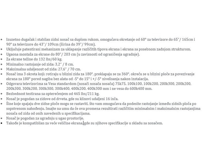 BM464L LCD TV zglobni zidni nosač od 13 do 90 inča za ravne i zakrivljene televizore
