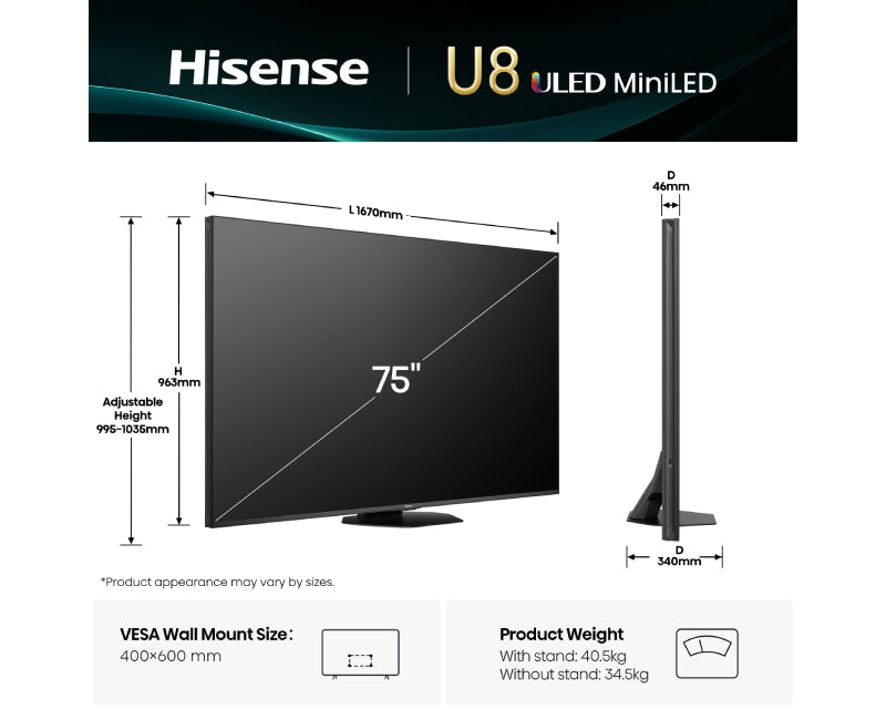 75 inča 75U8Q Mini-LED 4K UHD Smart TV