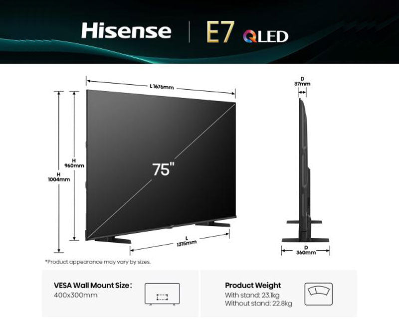 75 inča 75E7Q QLED 4K UHD Smart TV