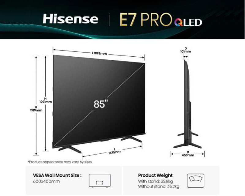 85 inča 85E7Q PRO QLED 4K UHD Smart TV