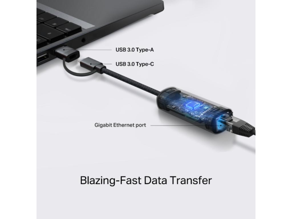 Adapter TP-LINK UE310C USB-C /USB-A-> RJ45 Gigabit Ethernet Network
