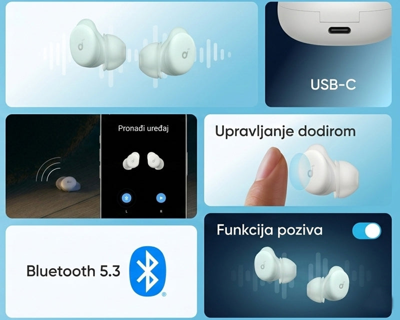 Soundcore Sleep A30 Noise Masking BT bežične bubice bele